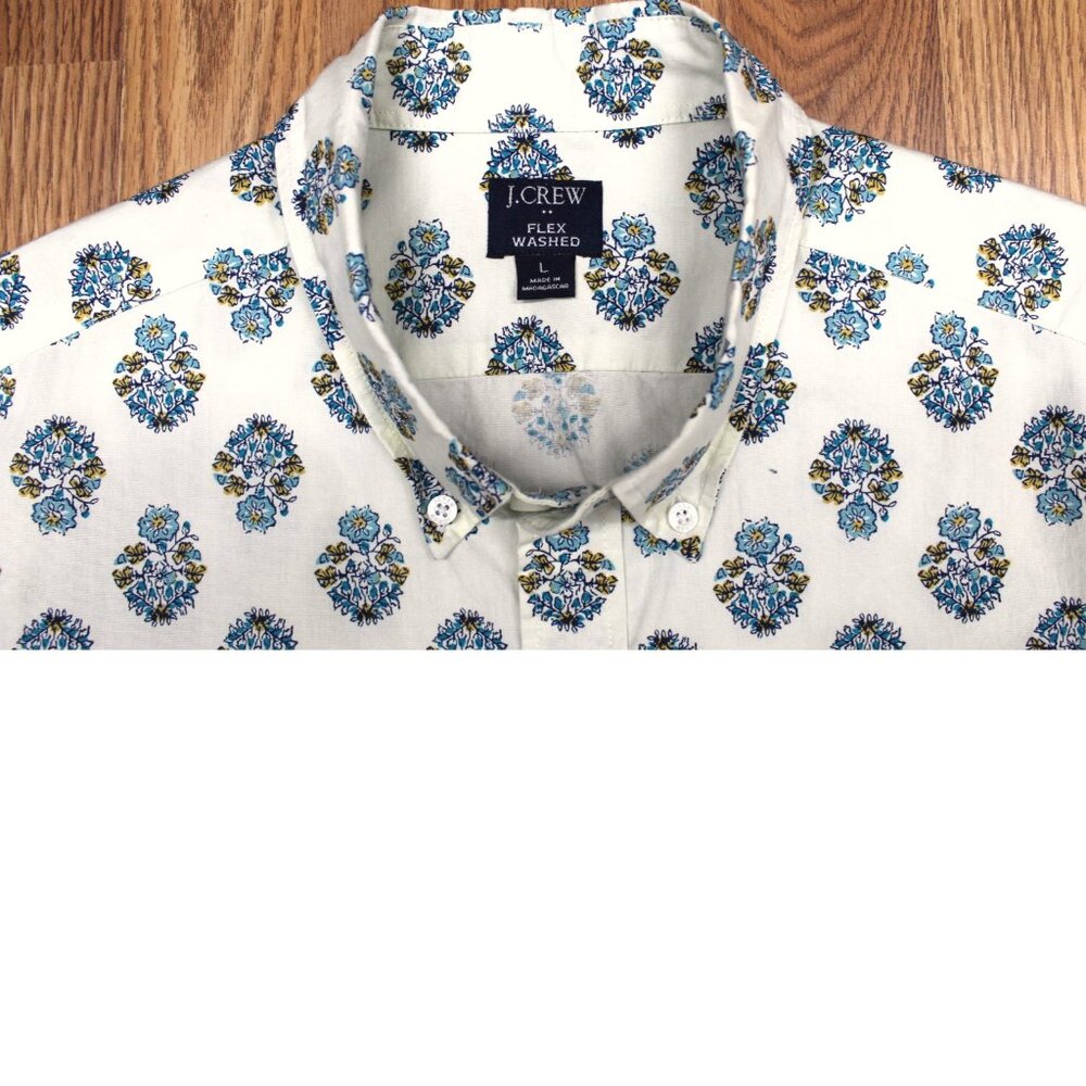 J.CREW REGULAR FIT FLEX COTTON/SPANDEX SHIRT FLORAL PRINT LARGE, L